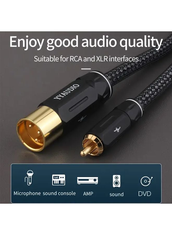 كابل صوتي من النحاس أحادي البلورة مطلي بالفضة من ذكر RCA إلى أنثى XLR بطول 1 متر (39.37 بوصة) - Image 3